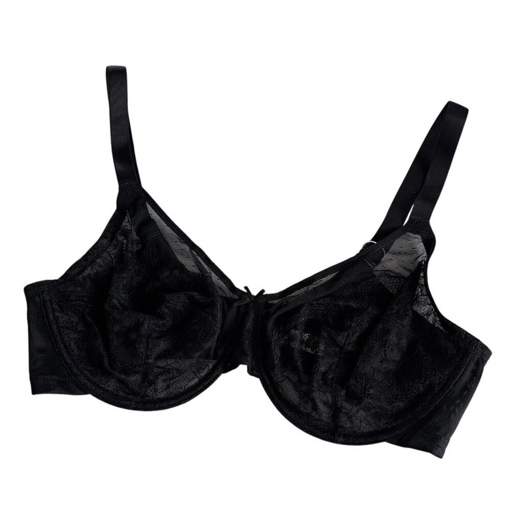 HSIA Enchante Black Lace Soft Mesh Underwire Bra Women's Size 38D NWT Lingerie